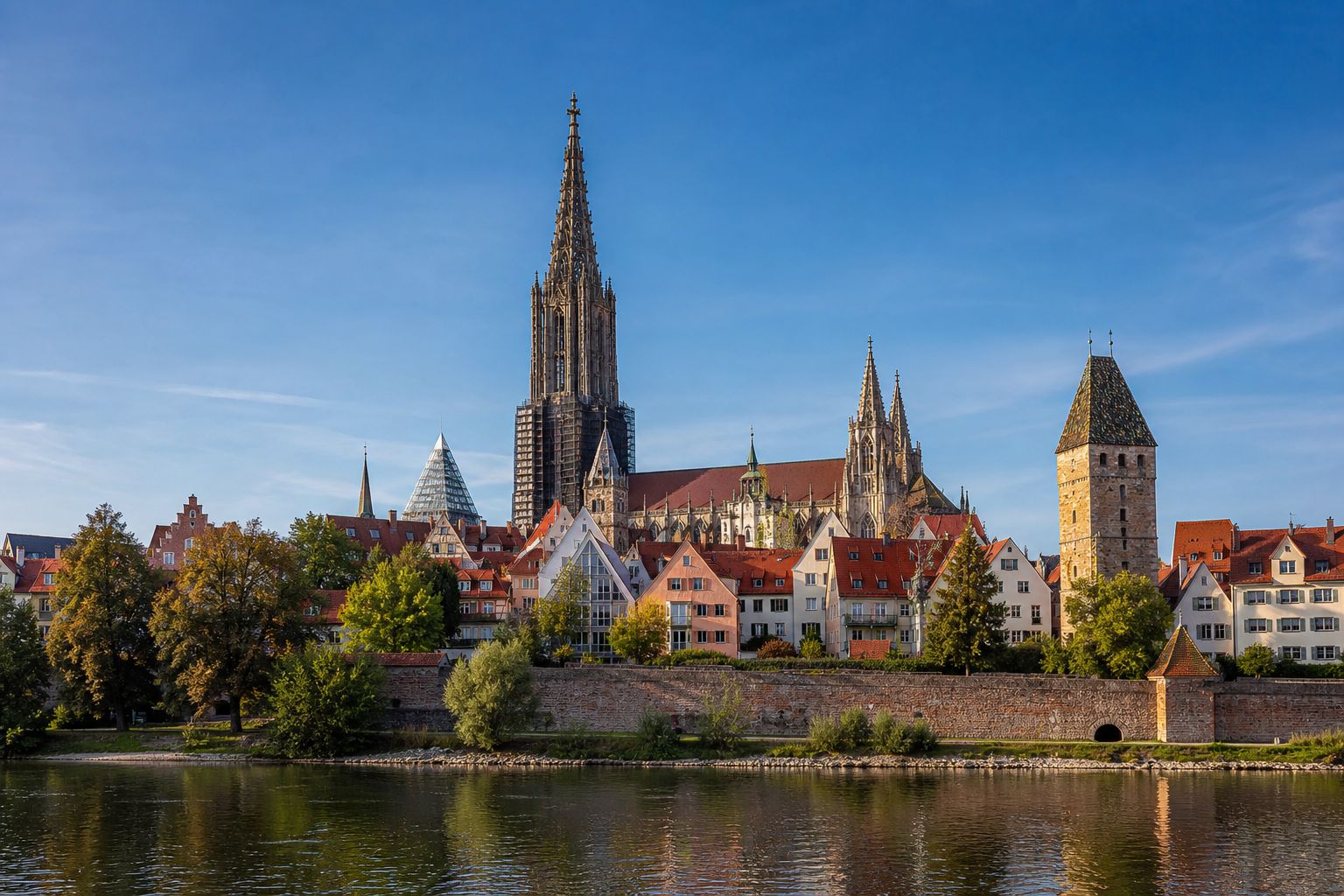Ulmer Münster und Skyline – die DOC Praxisklinik liegt im benachbarten Neu-Ulm